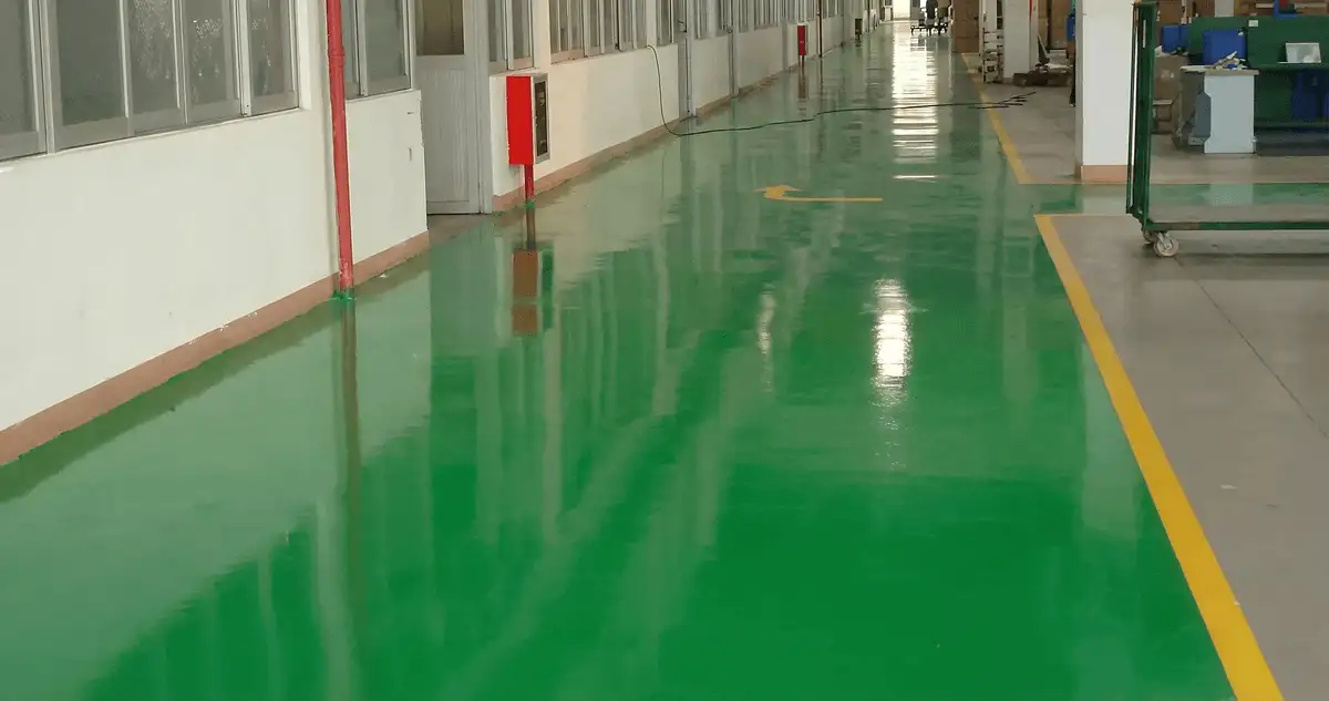 A factory floor professionally covered and marked with epoxy flooring in Arlington, TX