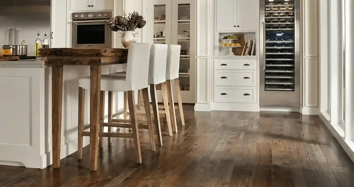 Professionally installed and refinished hardwood flooring in a residential home, showcasing smooth finish and natural wood tones in Arlington, TX