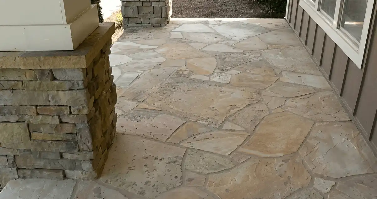 House entrance with professionally installed stone flooring in Arlington TX