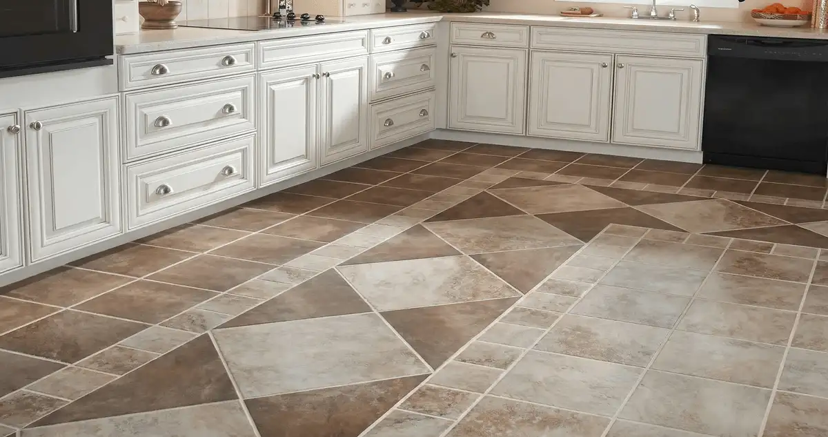 Kitchen with white cabinets and a professionally installed tile floor in Arlington, TX